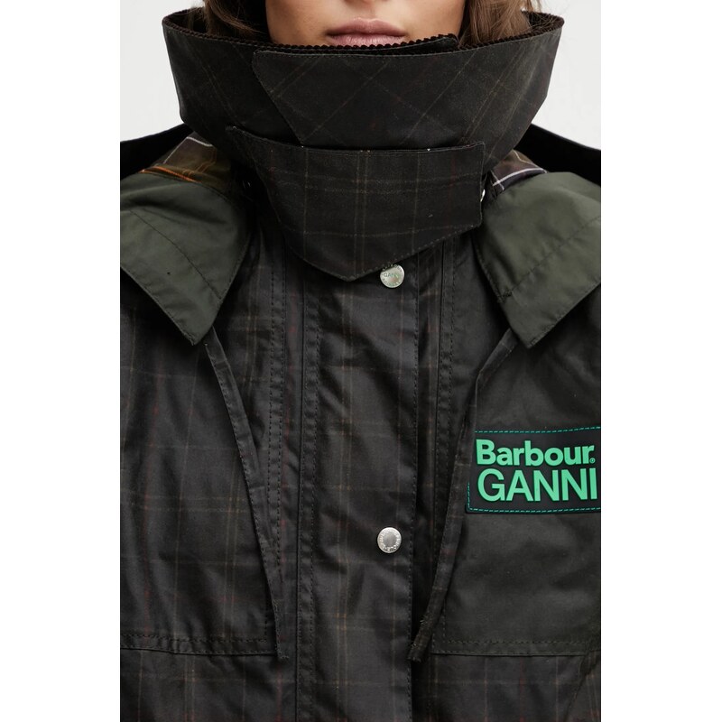 Bunda Barbour x Ganni Hooded Tartan Duffle Wax