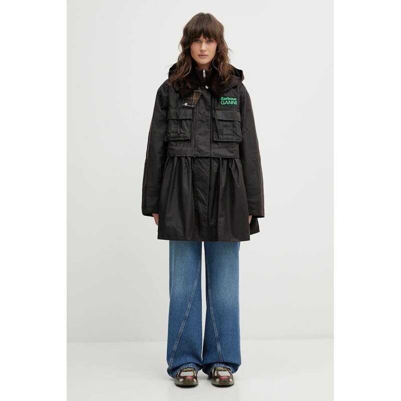 Bavlněná bunda Barbour x Ganni Peplum Wax