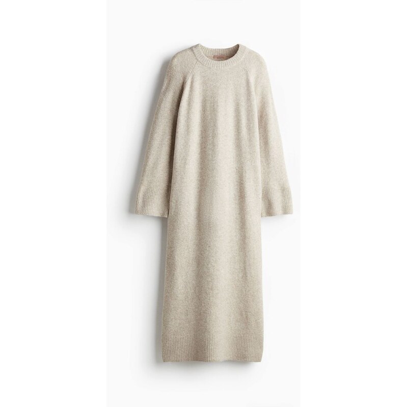 H&M - Pletené maxišaty - Světle Béžový Melír