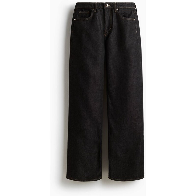 H&M - Feather Soft Wide Regular Jeans - Tmavý Denim Blue