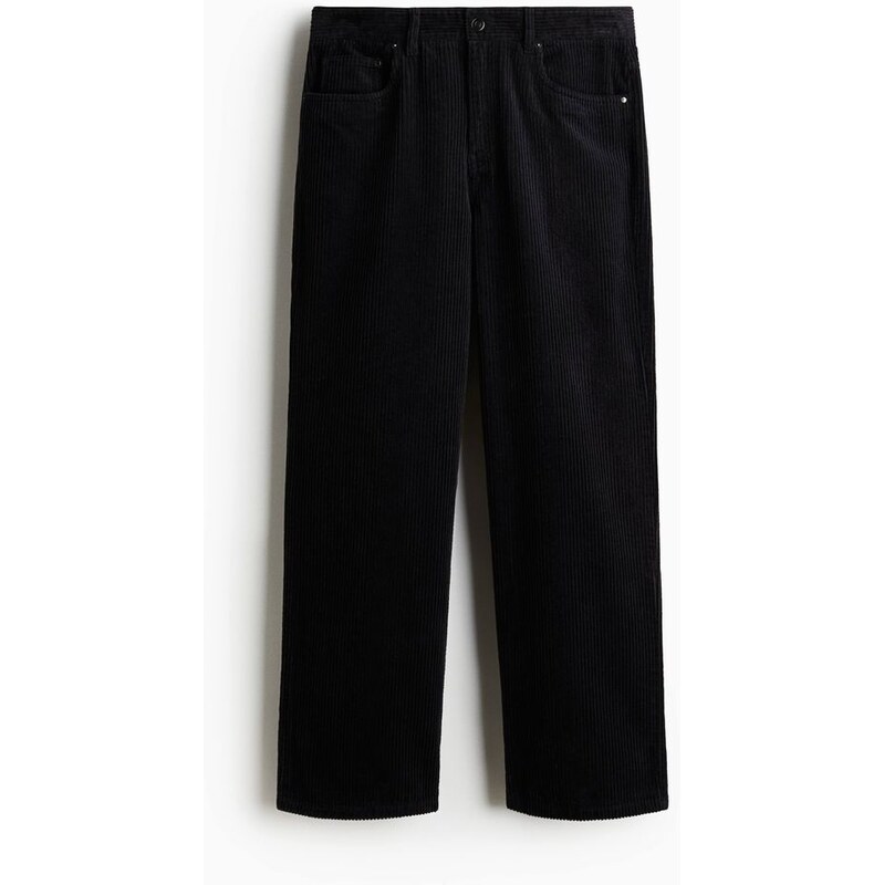 H&M - Manšestrové kalhoty Relaxed Fit - Námořnická Modř