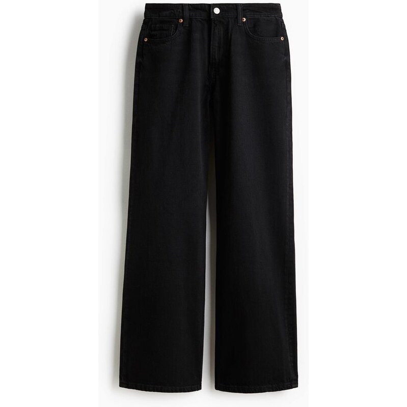 H&M - Wide Regular Jeans - Černá
