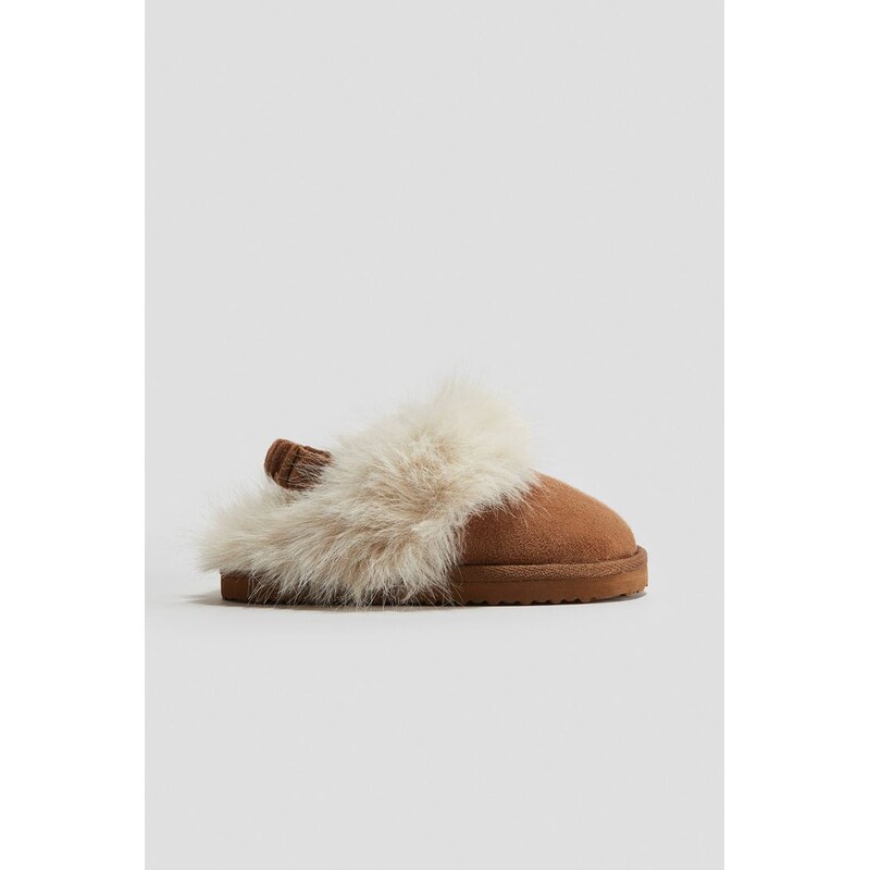 H&M - Bačkorys huňatou podšívkou - béžová 109793219