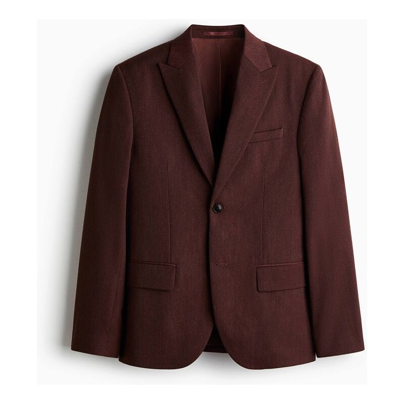 H&M - Jednořadové sako Regular Fit - Tmavě Hnědá