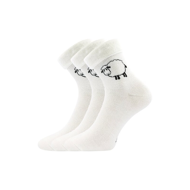 3PACK ponožky Boma vlněné bílé (Ovečkana)