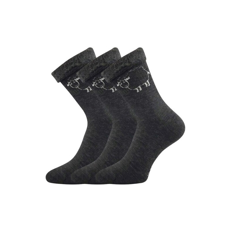 3PACK ponožky Boma vlněné tmavě šedé (Ovečkana)