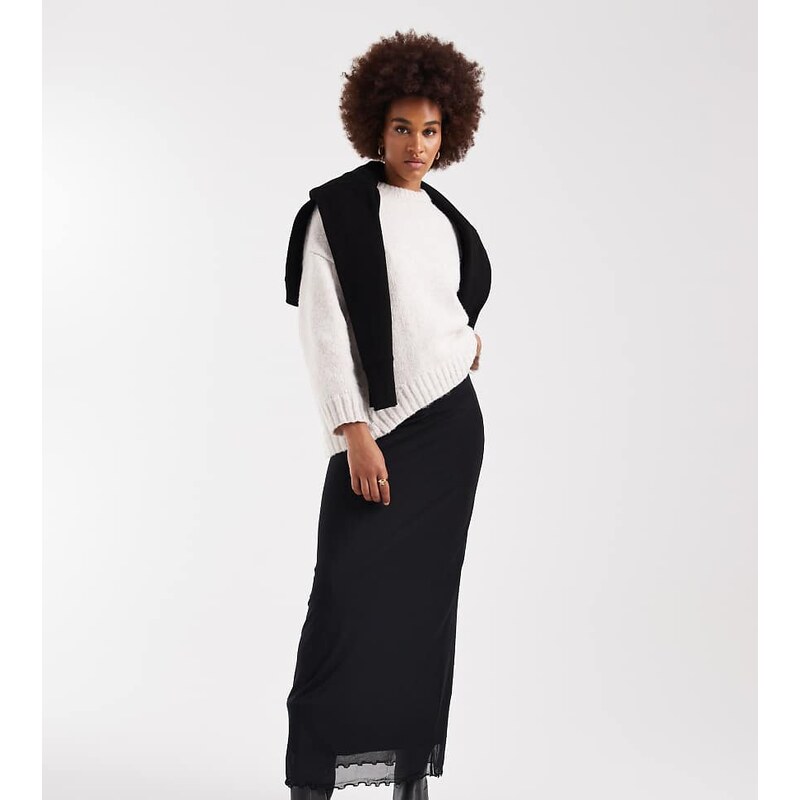 ASOS Tall ASOS DESIGN Tall mesh midi skirt in black 111044545
