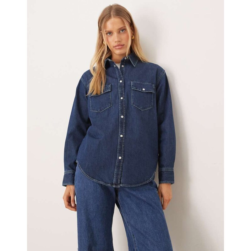 GANT relaxed fit denim shirt in dark blue