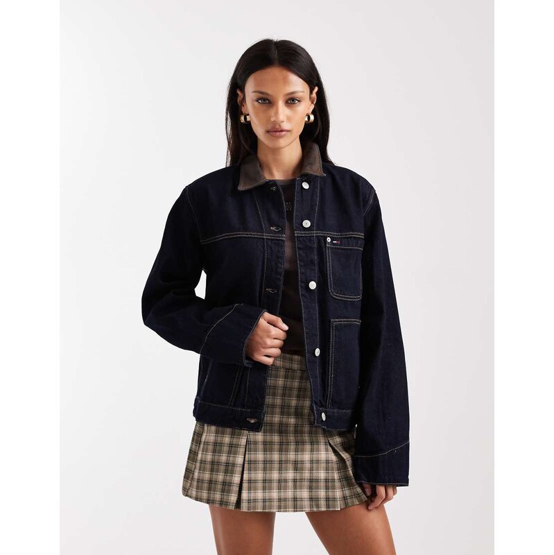 Tommy Jeans oversized chore jacket with contrast collar in