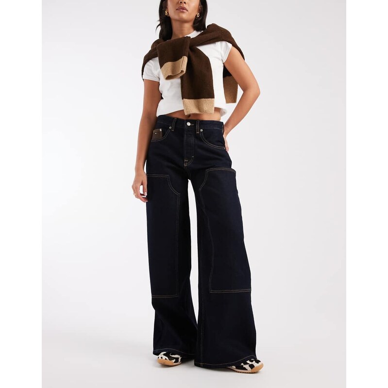 Tommy Jeans Charlie workwear wide leg jeans in dark wash-Navy