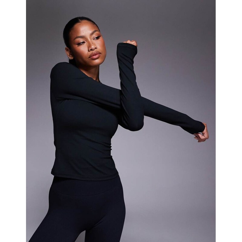 4505 Icon soft touch performance long sleeve baby t-shirt in black 115514211
