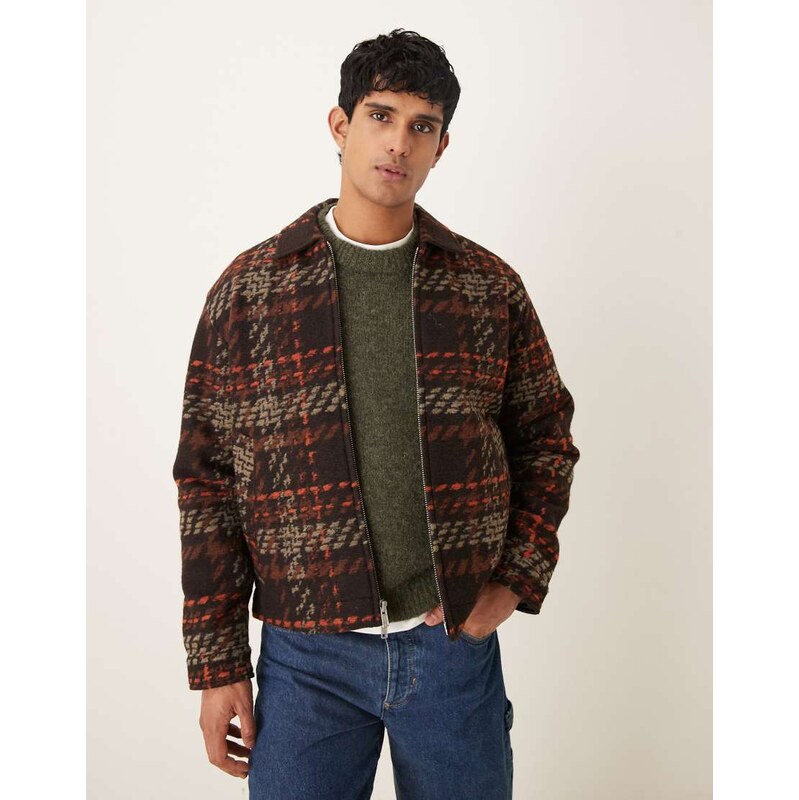 Abercrombie & Fitch cropped wool blend jacquard jacket in multi 111044707