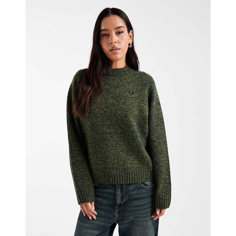 Fred Perry marl jumper in green 111044621