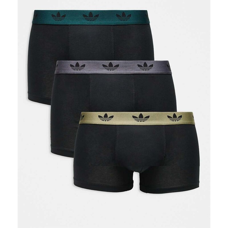 Adidas 3 pack comfort flex cotton trunks in black with tonal waistband 114339394