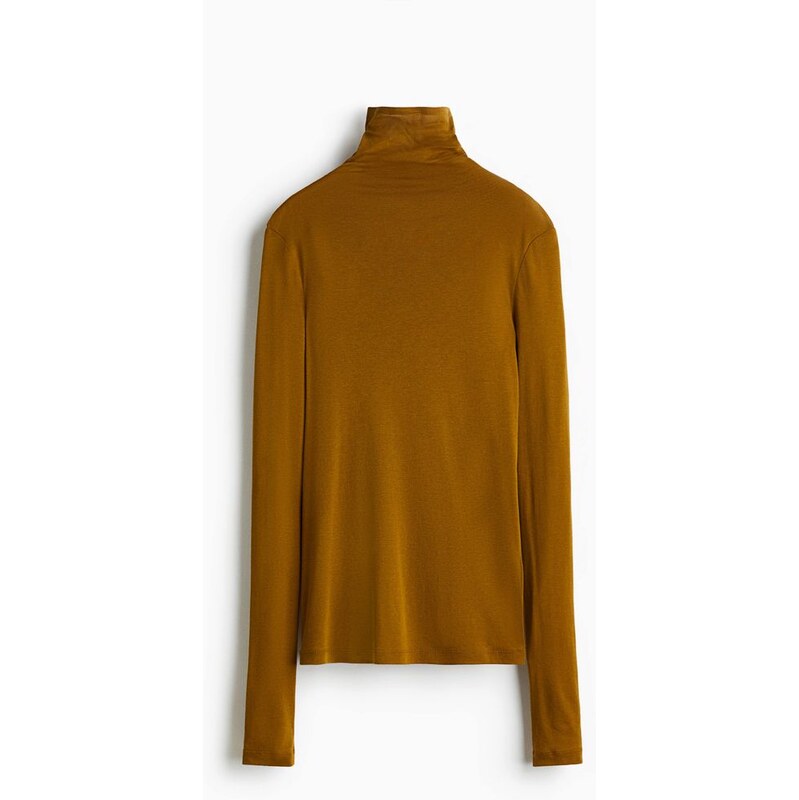 H&M - Top z bavlny pimas vysokým límcem - žlutá 108510079