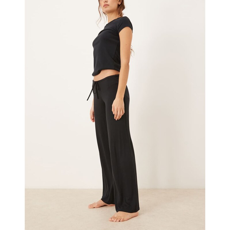 Gina Tricot soft low waist loungewear trouser in black