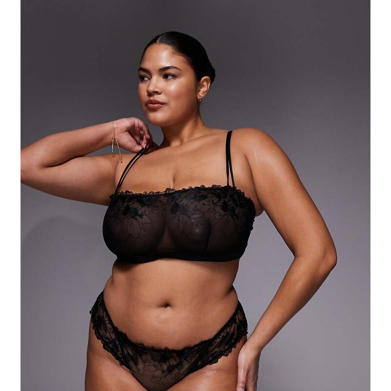 ASOS Curve ASOS DESIGN Curve Tabitha floral embroidery crop in black 115514863