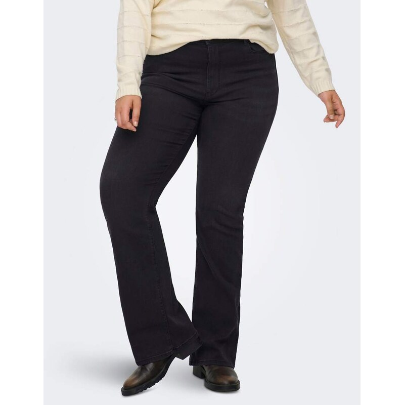 ONLY Curve Flared fit jeans in washed black