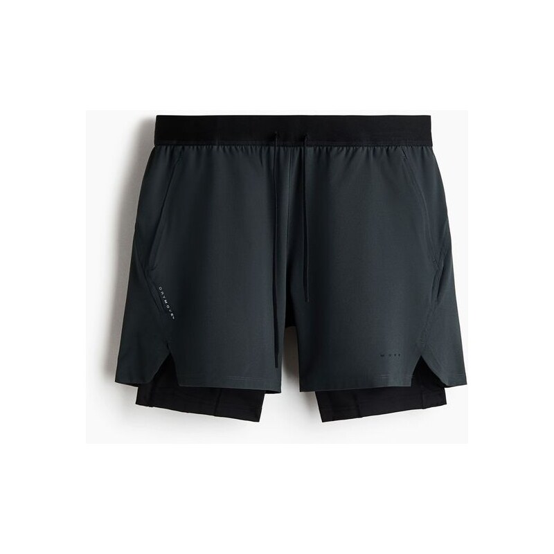 H&M - Dvouvrstvé sportovní šortky DryMove - Tmavě Šedá