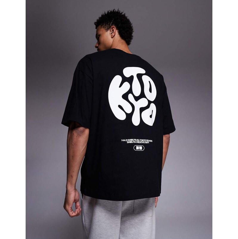 ASOS DESIGN oversized t-shirt with Kyoto bubble text print in