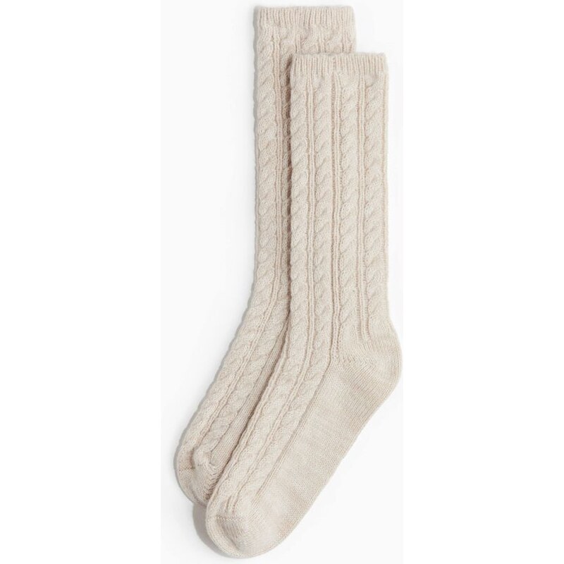 H&M - Ponožkys copánkovým vzorem - béžová 108915308