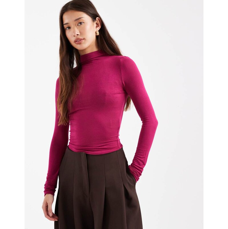 Cotton On base layer long sleeve top in dark lotus-Brown 112321304