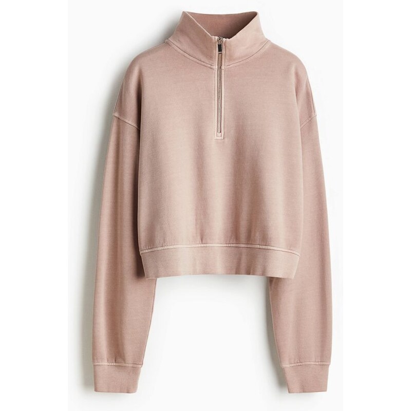 H&M - Mikinas efektem seprání as horním zipem - Tlumená Světle