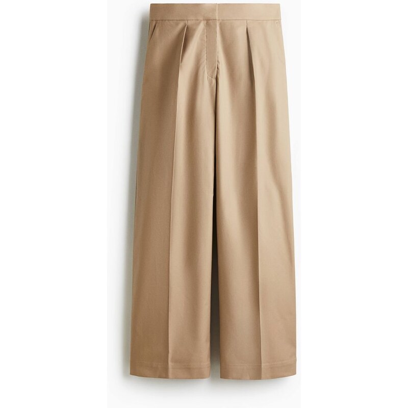 H&M - Široké keprové kalhoty - béžová 108429537