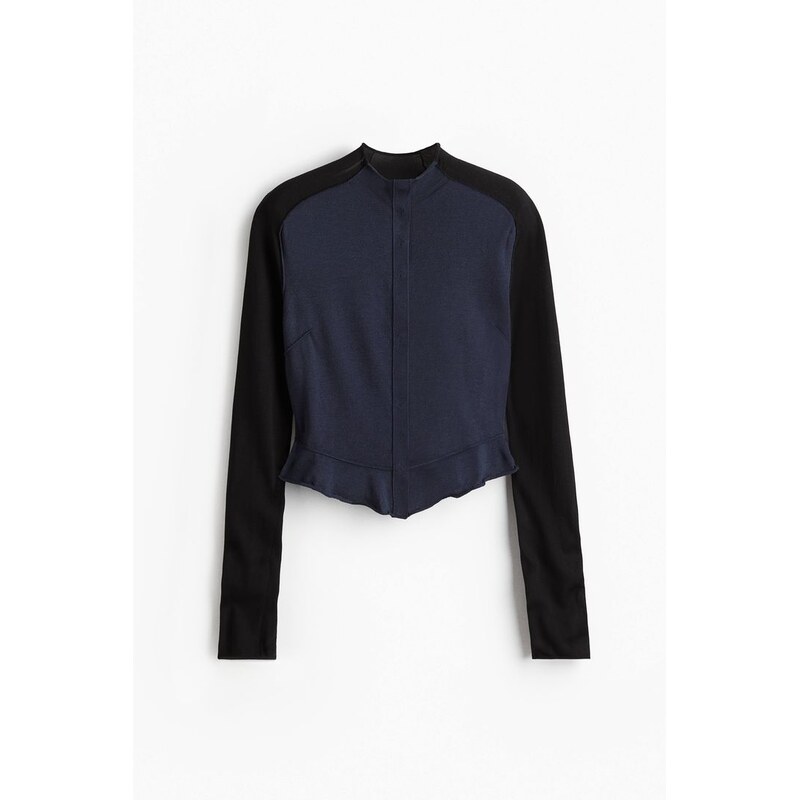H&M - Propínací svetr peplum - černá 108529569