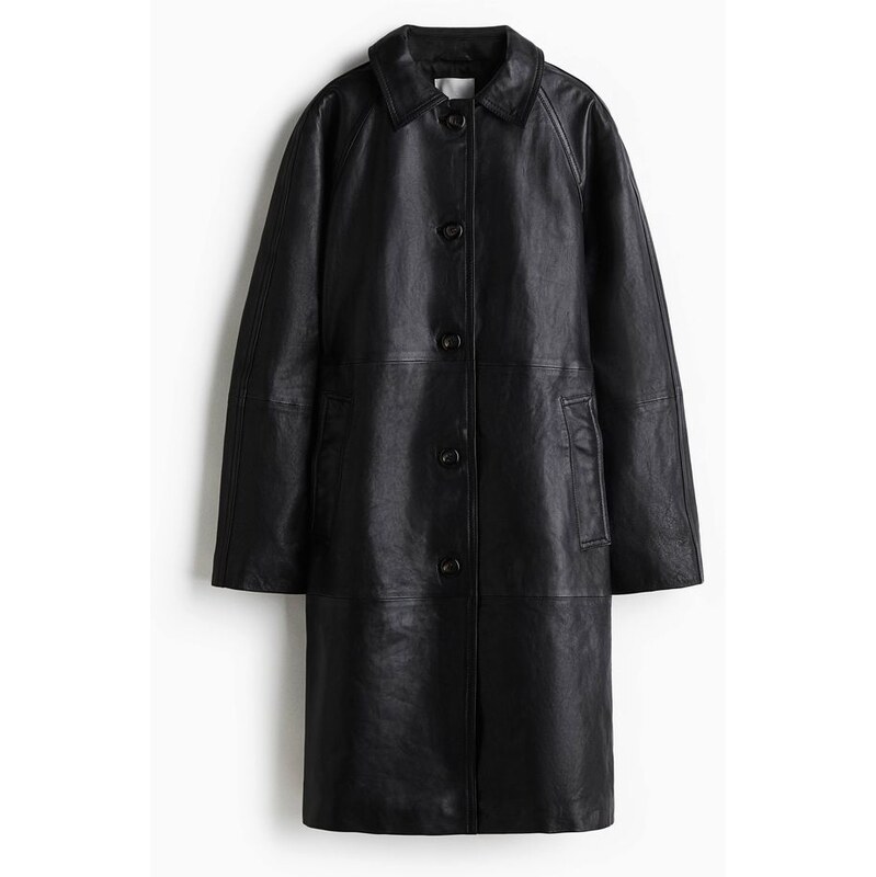 H&M - Kožený kabát - černá 108637845
