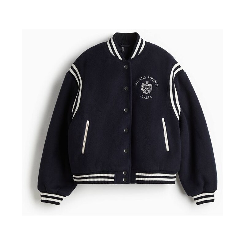 H&M - Flísová baseballová bunda - modrá 108669066