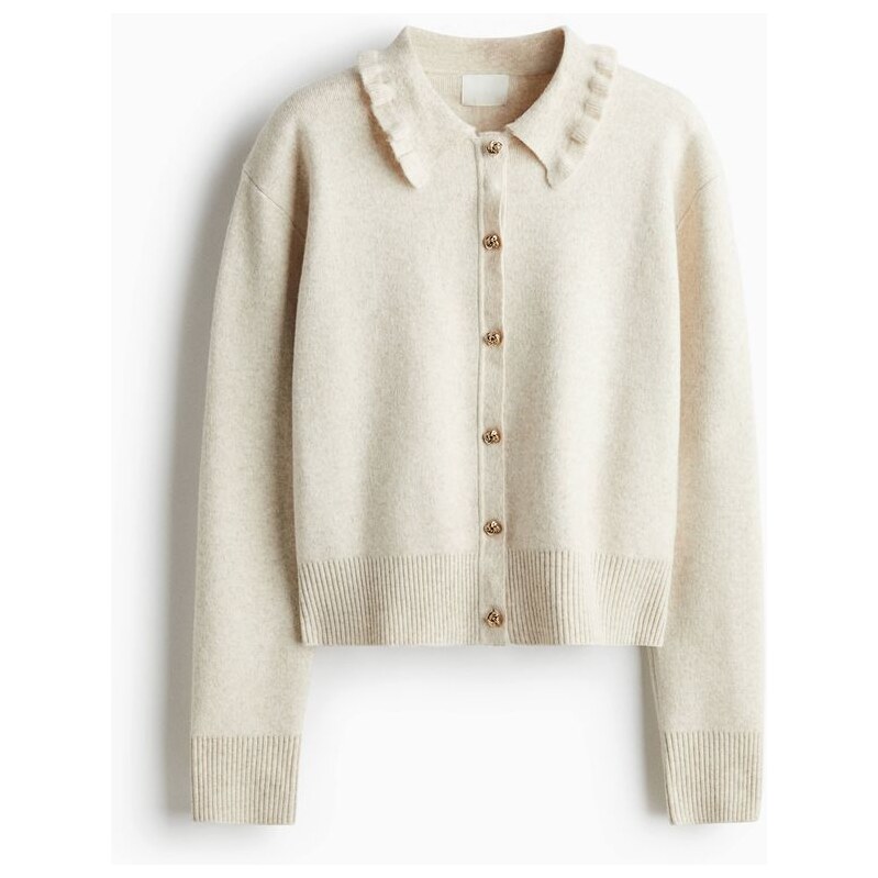 H&M - Propínací svetrs límcem - béžová 108729784