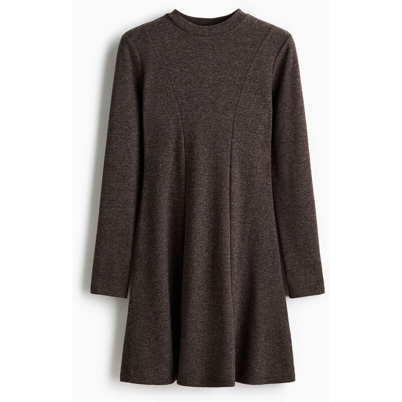 H&M - Pletené minišaty - Tmavě Hnědý Melír
