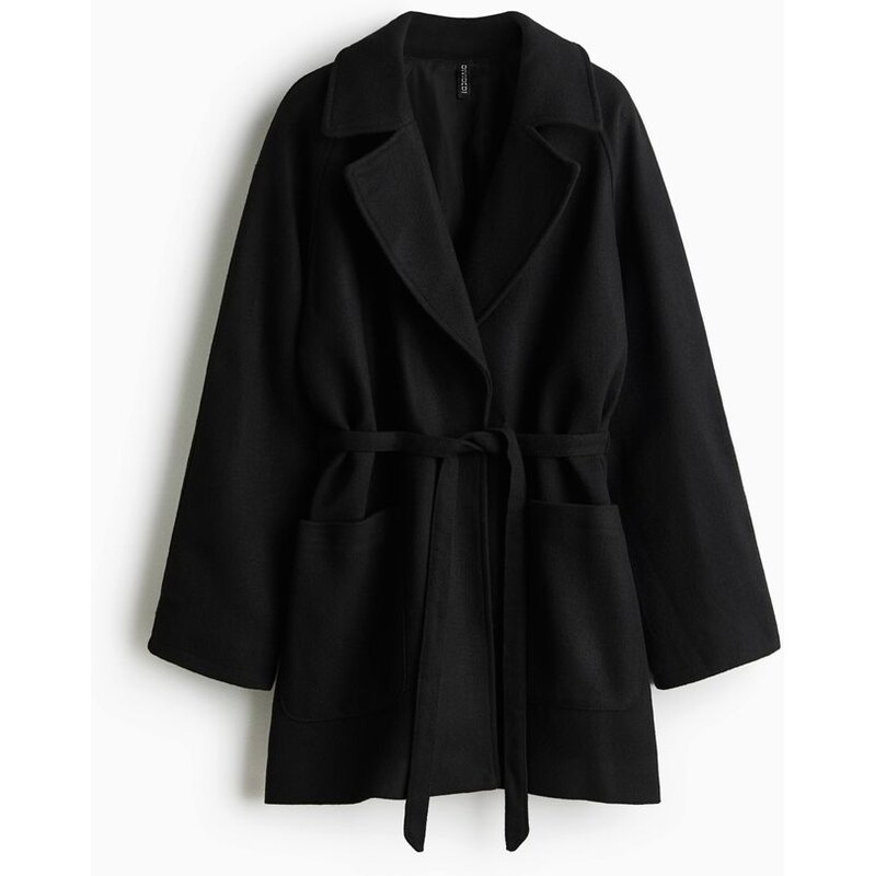 H&M - Kabáts vázacím páskem - černá 108915584