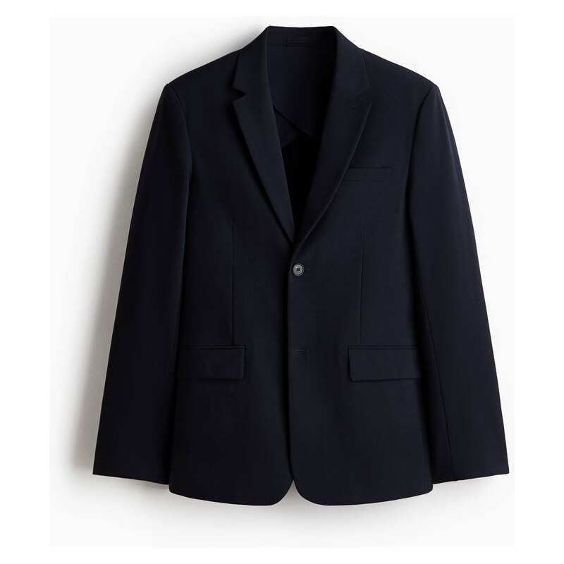 H&M - Oblekové sako Wrinkle-resistant Slim Fit - Námořnická Modř