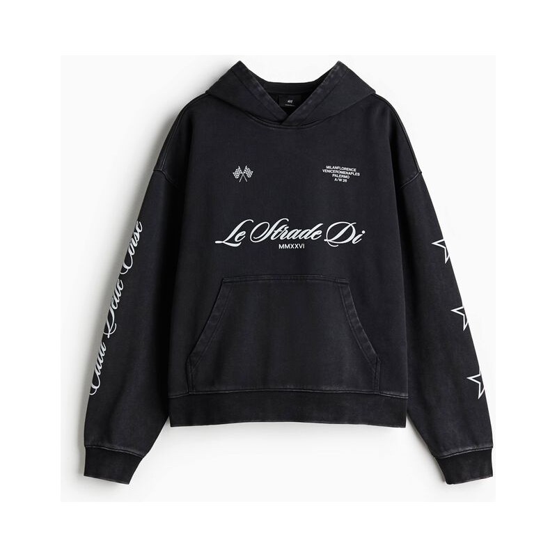 H&M - Sepraná mikinas kapucí Oversized Fit - Černá/Le Strade Di