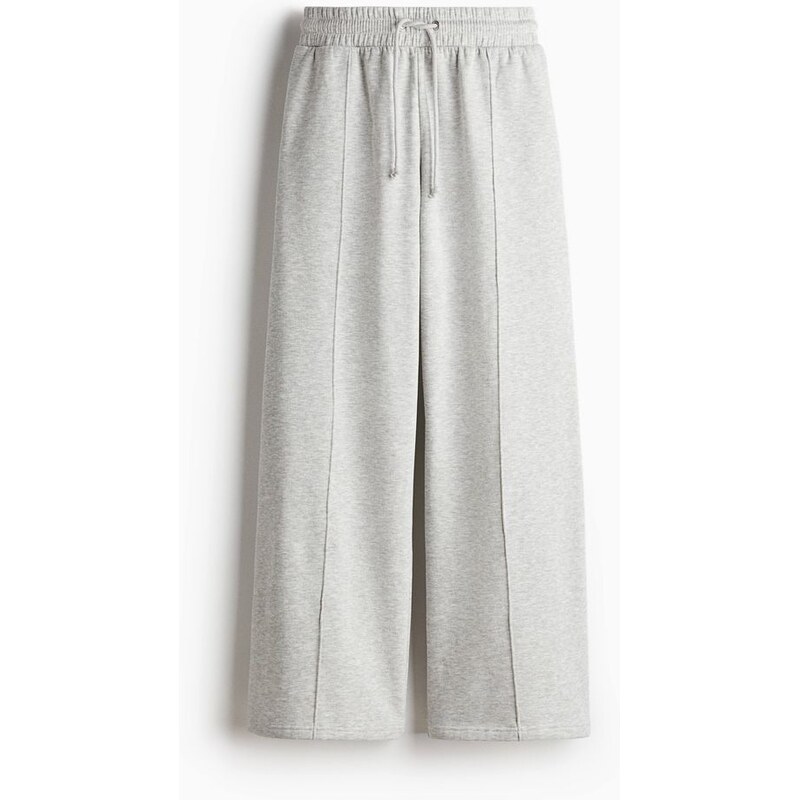 H&M - Wide crease-front sweatpants - Světle Šedý Melír