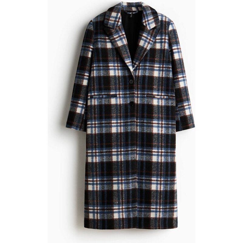 H&M - Jednořadový kabát - Modrá/Kostka