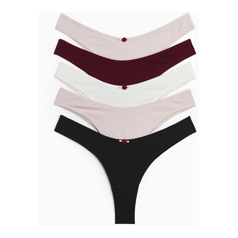 H&M - Bavlněné kalhotky brazilian 5 kusů - černá 109607721