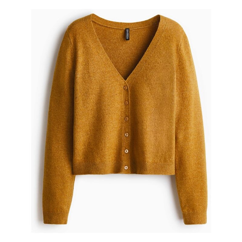 H&M - Propínací svetrs výstřihem do V - žlutá 109607777