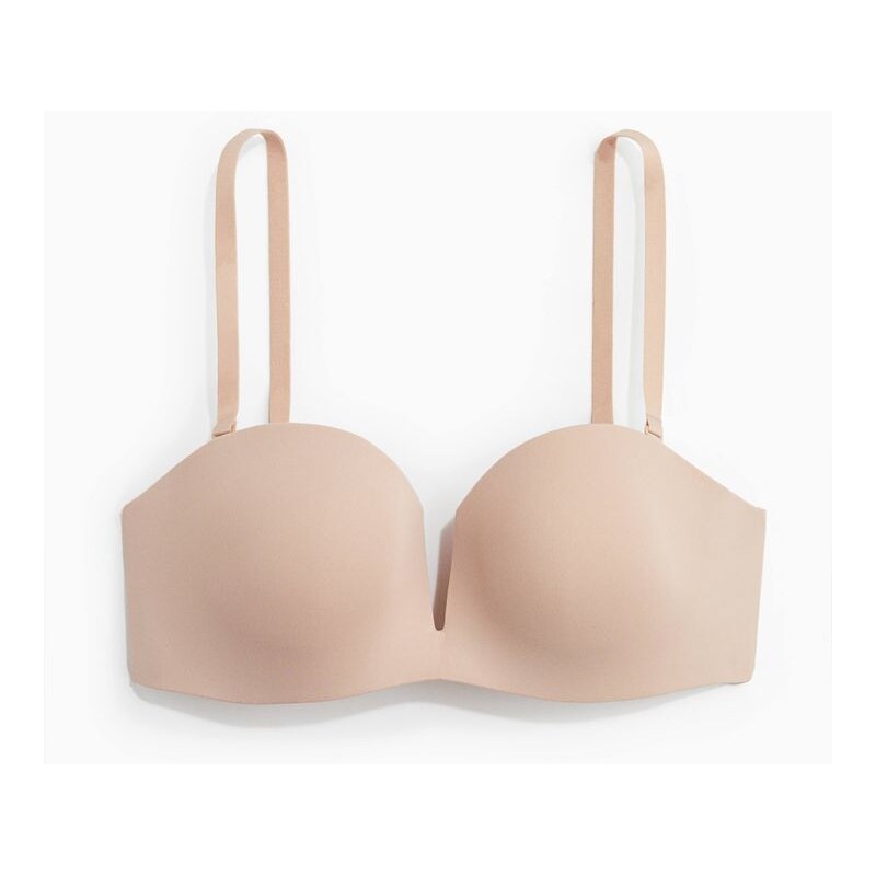 H&M - Balkonetka push-up z mikrovlákna bez kostic - béžová 109668405