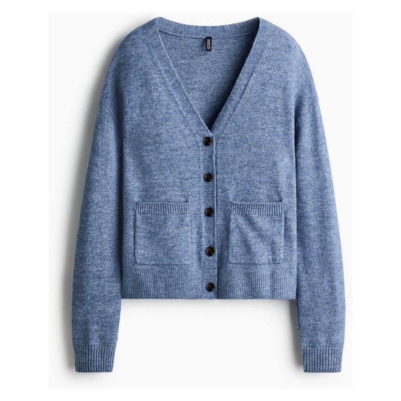 H&M - Propínací svetr Loose Fit - Modrý Melír