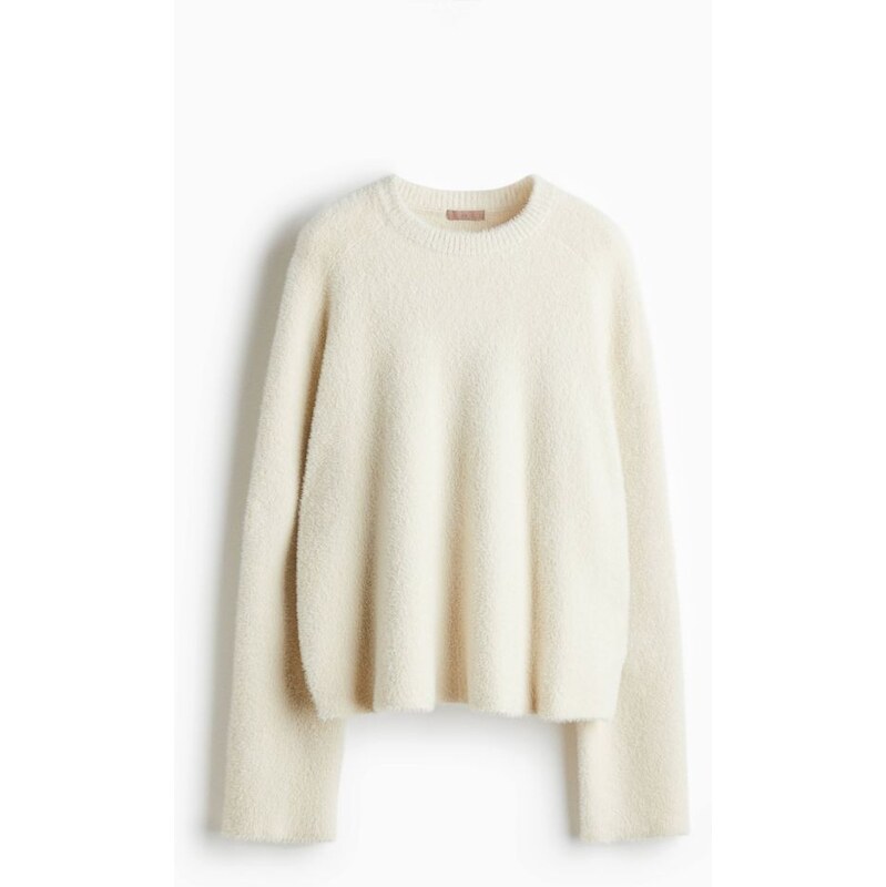H&M - Svetr z chlupatého úpletu - Krémová