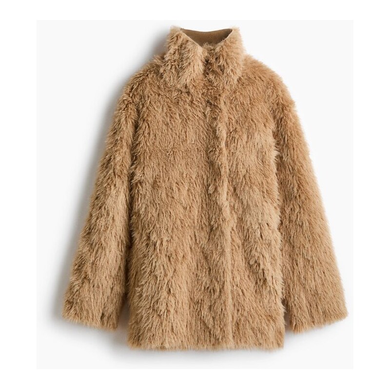 H&M - Kabát se stojáčkem - Tmavě Béžová