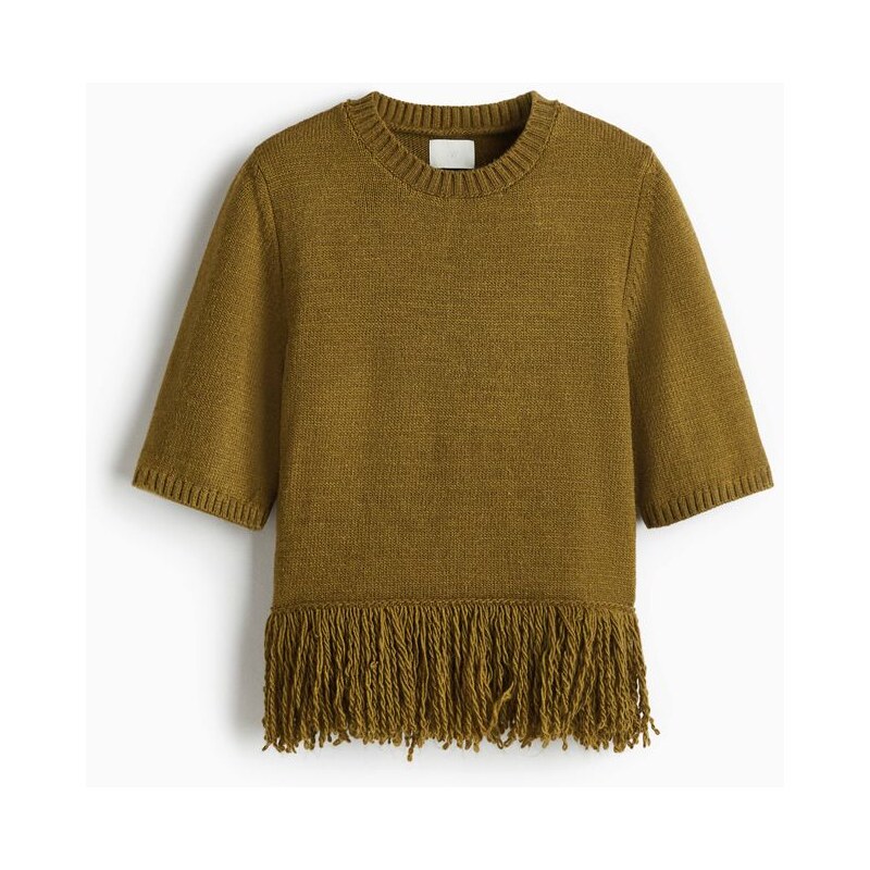 H&M - Svetříks třásněmi - žlutá 108304744