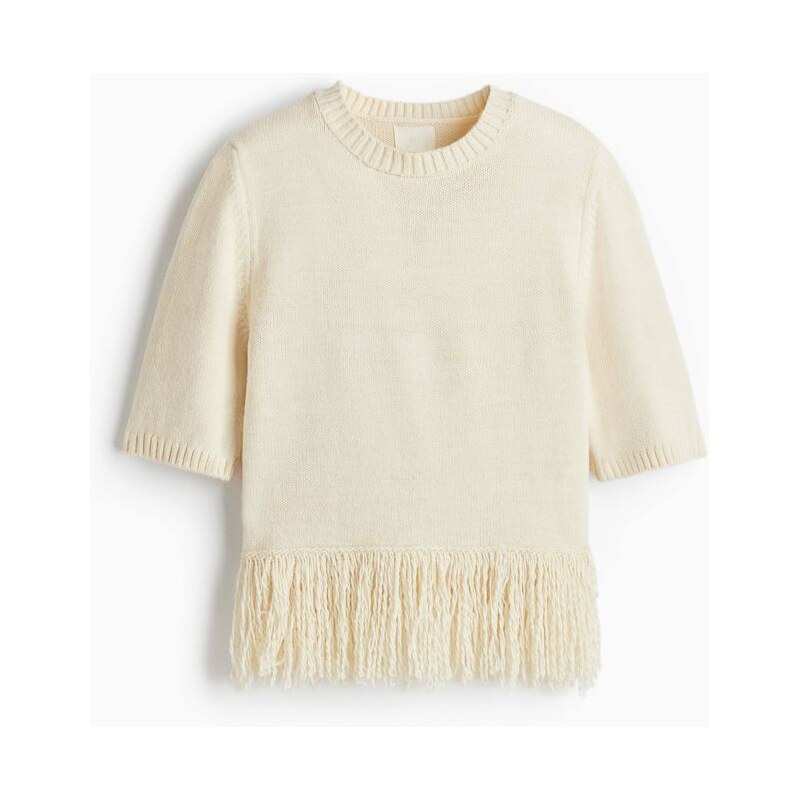 H&M - Svetříks třásněmi - béžová 108304773