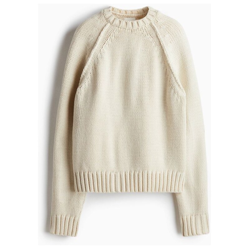 H&M - Svetrs raglánovým rukávem - Krémová