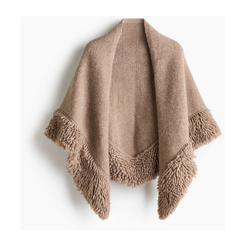H&M - Pletená pelerína - béžová 110992517