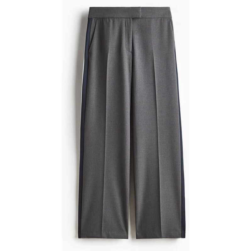 H&M - Elegantní kalhotys bočními pruhy - šedá 108163762