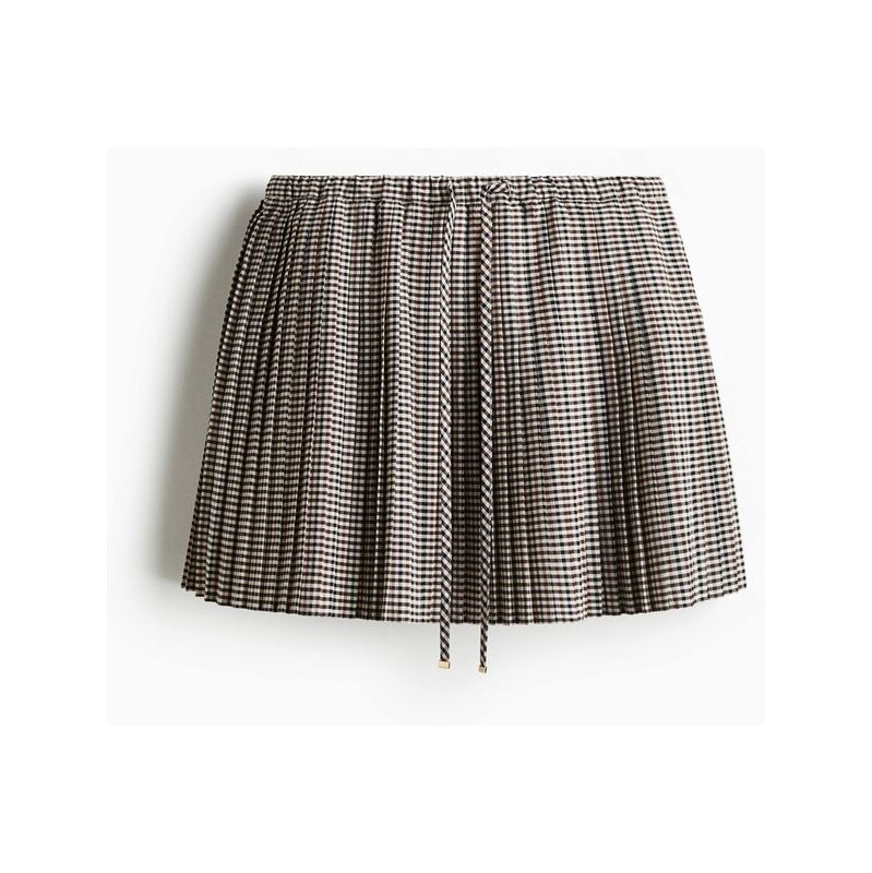 H&M - Plisovaná minisukně - Černá/Kostka Gingham